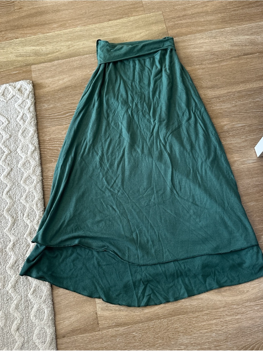 Fold-Over Waist Dark Green Maxi Skirt- NWOT